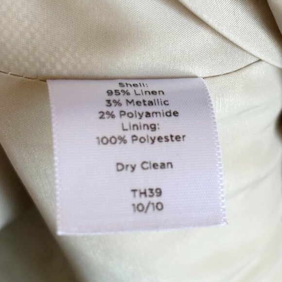 TALBOTS 2 Button Metallic Shimmer Linen Blazer Jacket in Champagne SZ 10 - Picture 8 of 10